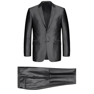Men's Renoir Two Piece Shiny Black Slim Fit Suit