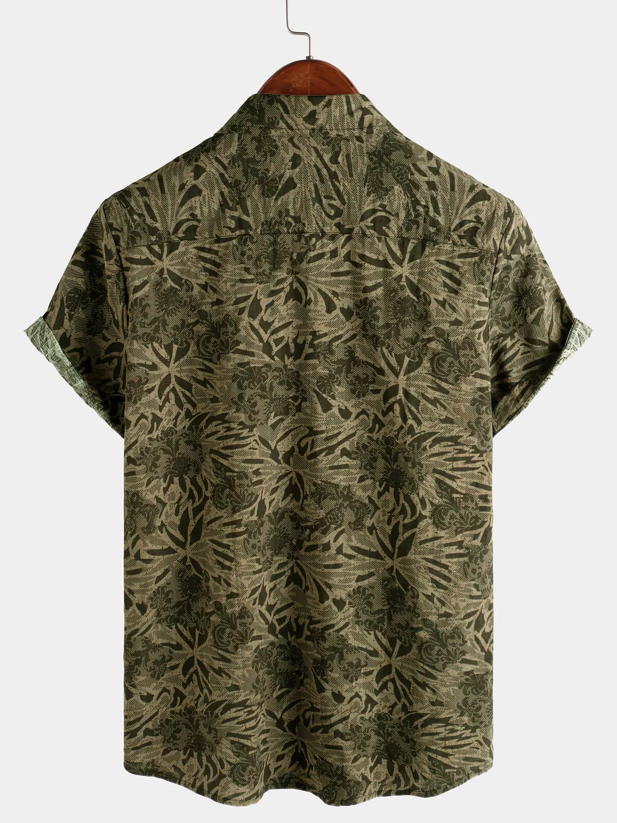 Men's Retro Casual Button Up Holiday Short Sleeve Shirt