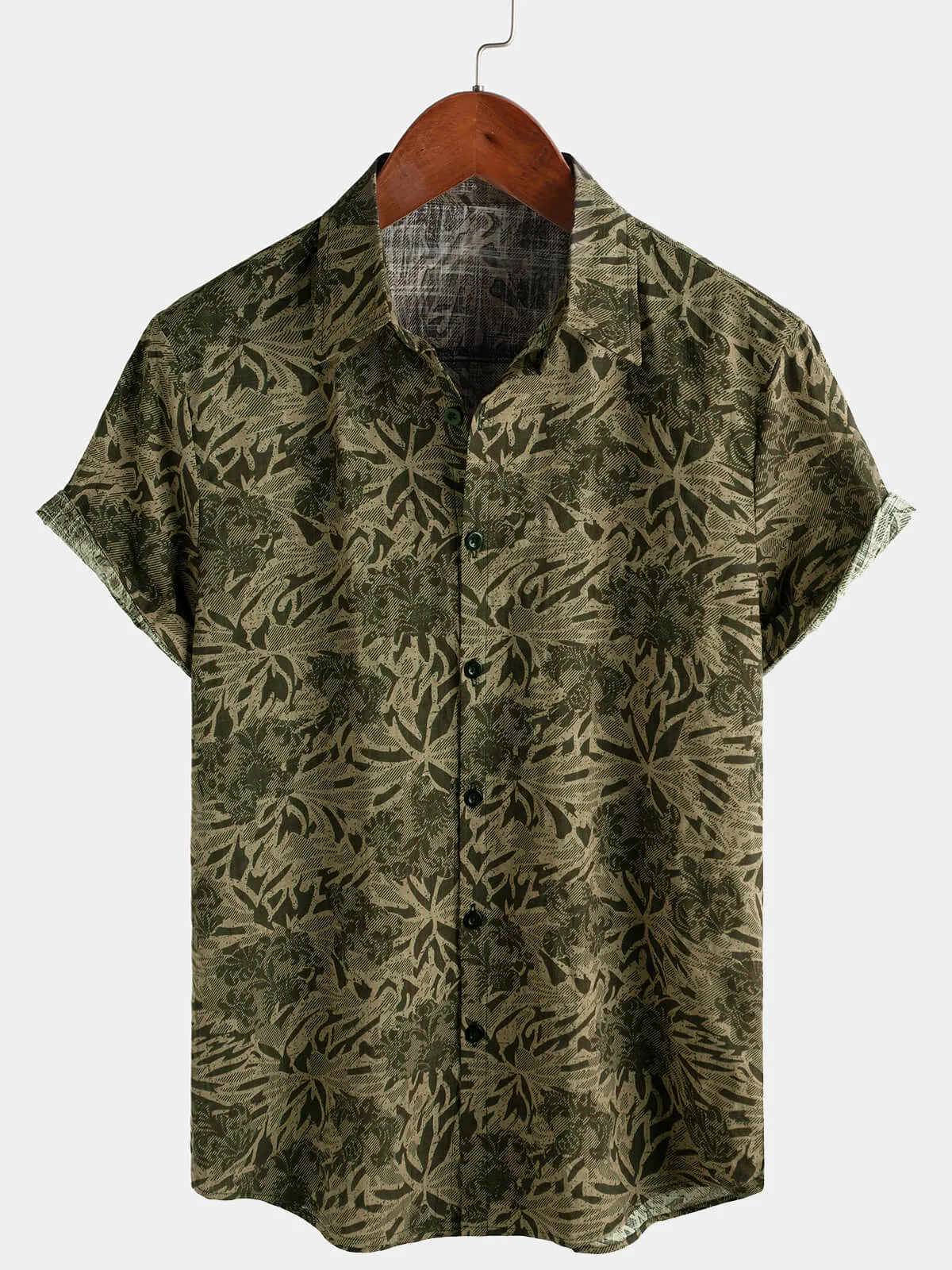 Men's Retro Casual Button Up Holiday Short Sleeve Shirt