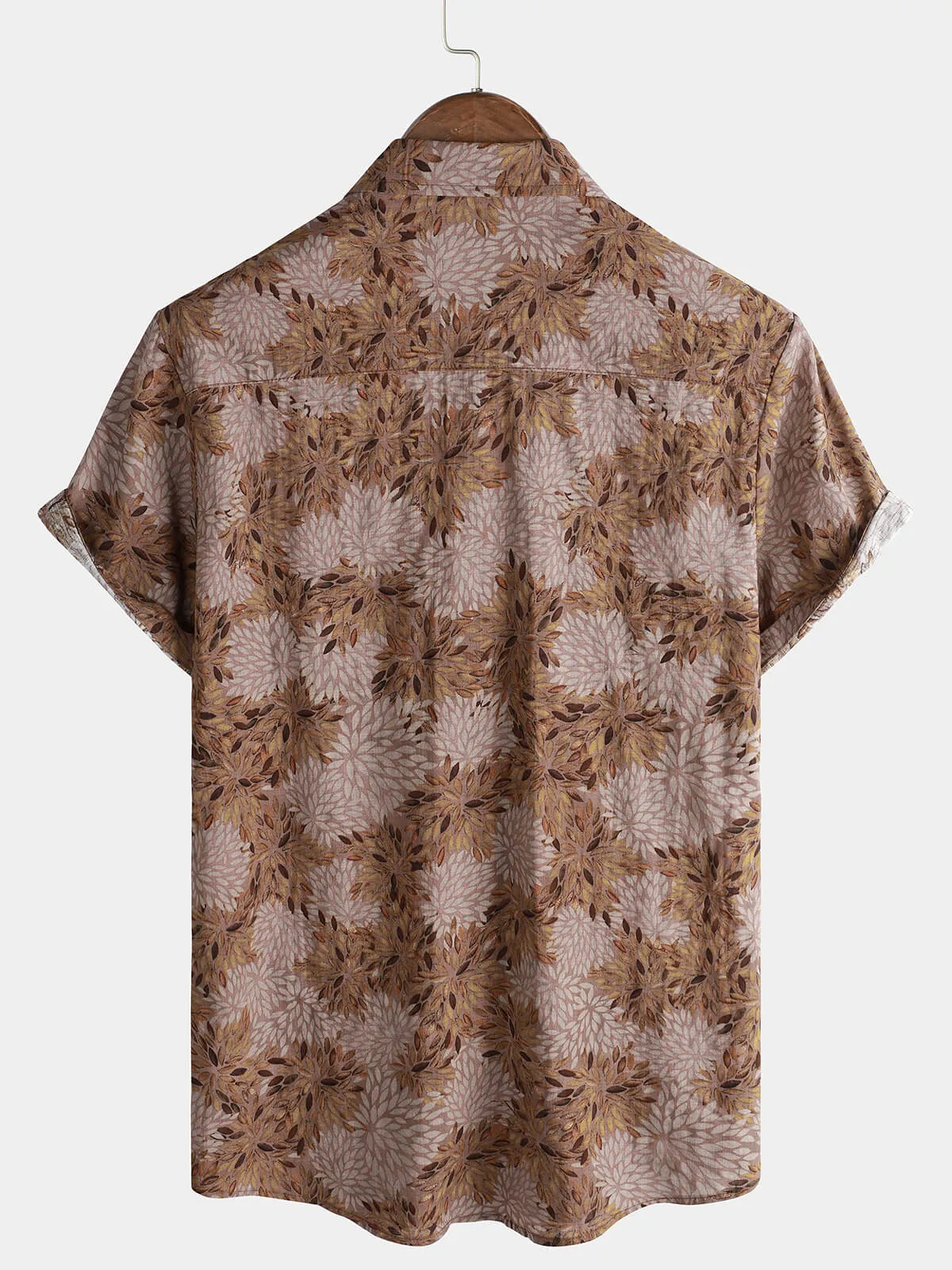 Men's Retro Pocket Floral Holiday Casual Summer Short Sleeve Button Up Shirt