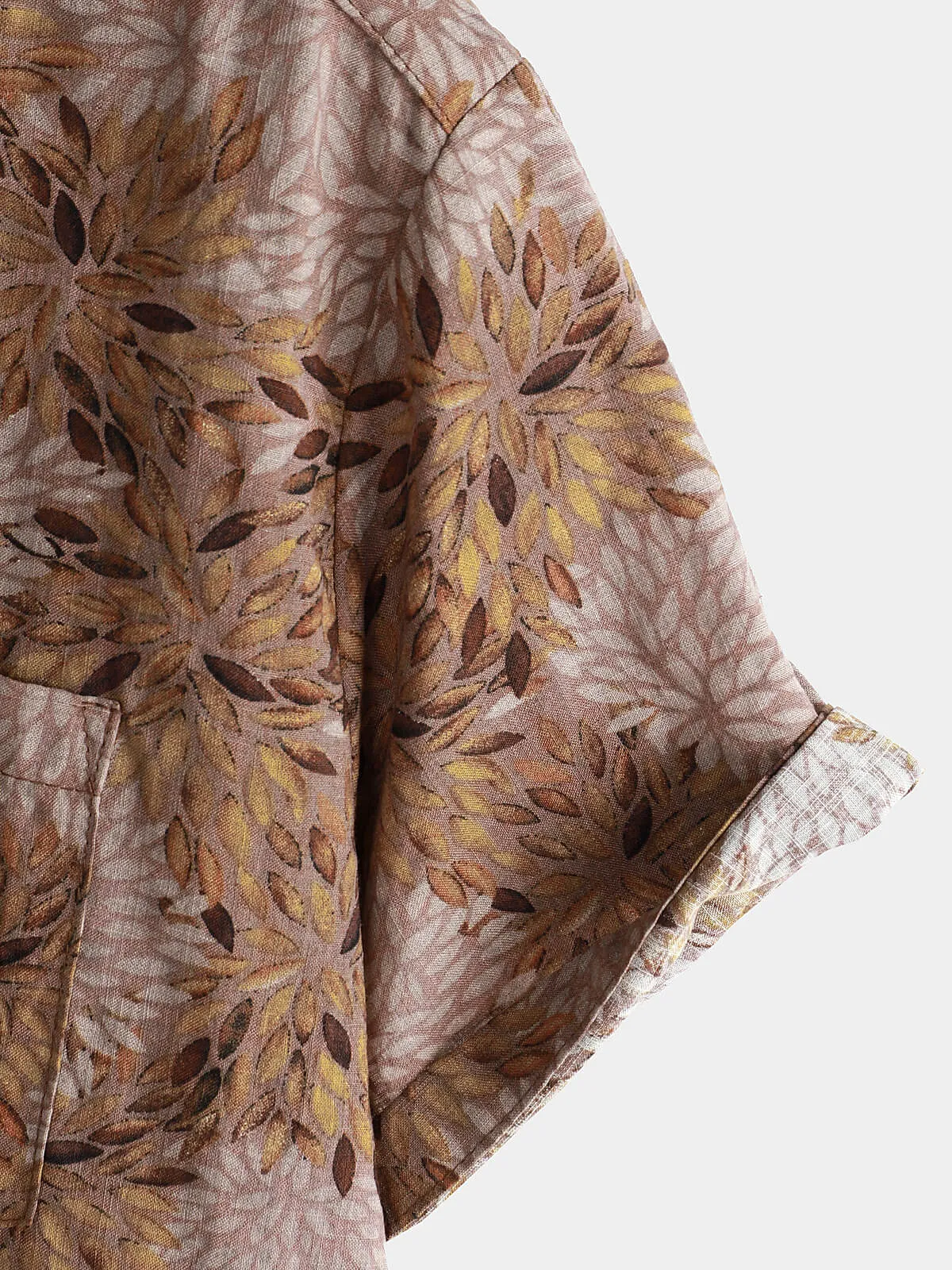 Men's Retro Pocket Floral Holiday Casual Summer Short Sleeve Button Up Shirt