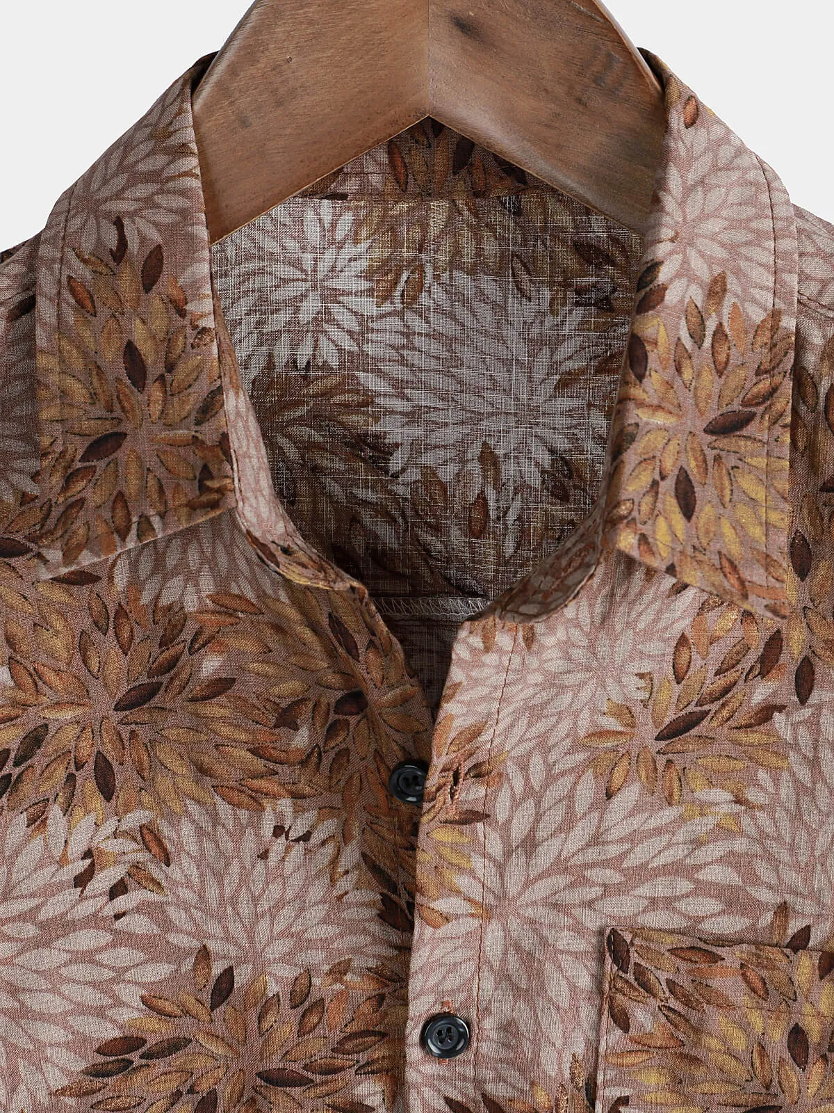 Men's Retro Pocket Floral Holiday Casual Summer Short Sleeve Button Up Shirt