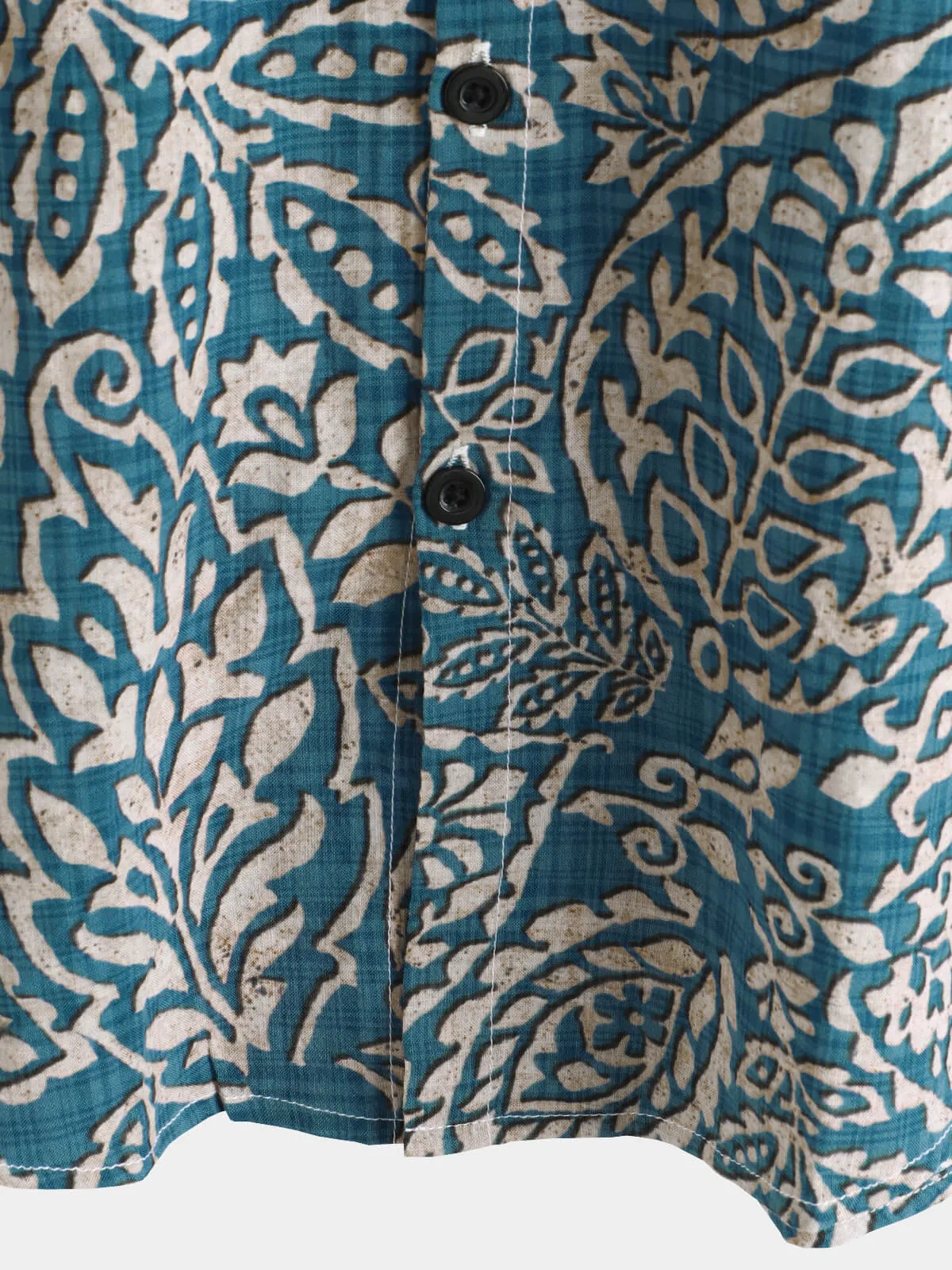 Men's Retro Print Casual Short Sleeve Button Up Shirt