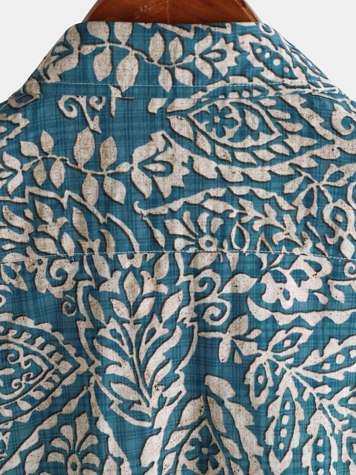 Men's Retro Print Casual Short Sleeve Button Up Shirt