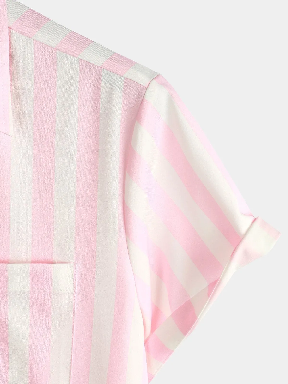 Men's Short Sleeve Animal Striped Patchwork Pocket Casual Shirt