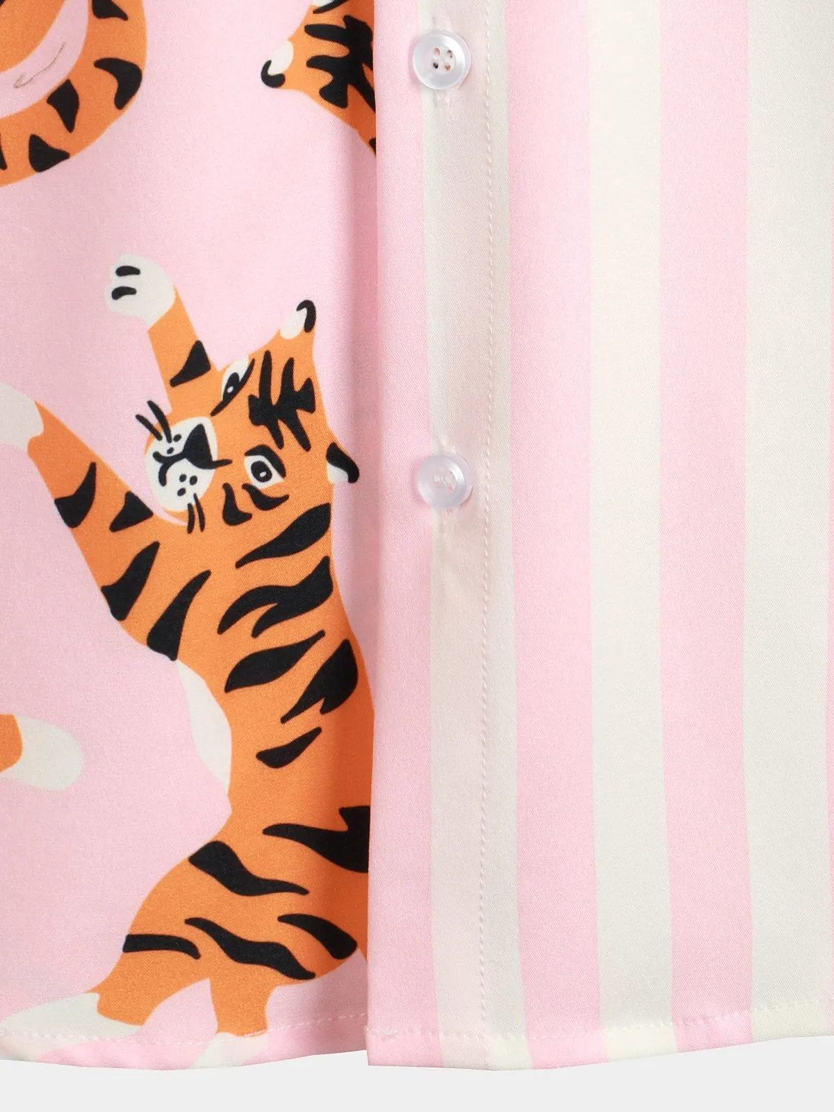 Men's Short Sleeve Animal Striped Patchwork Pocket Casual Shirt