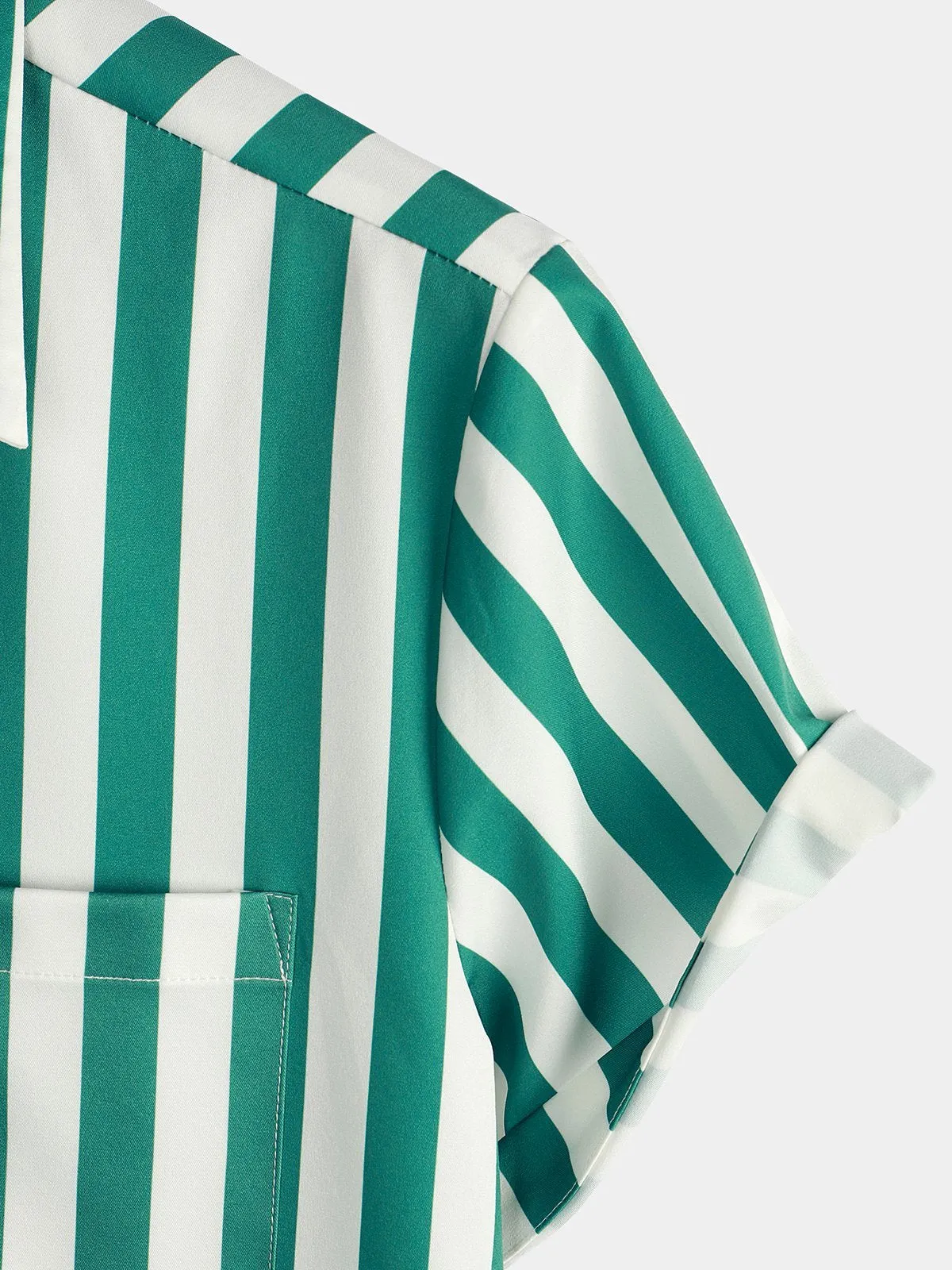 Men's Short Sleeve Animal Striped Patchwork Pocket Casual Shirt