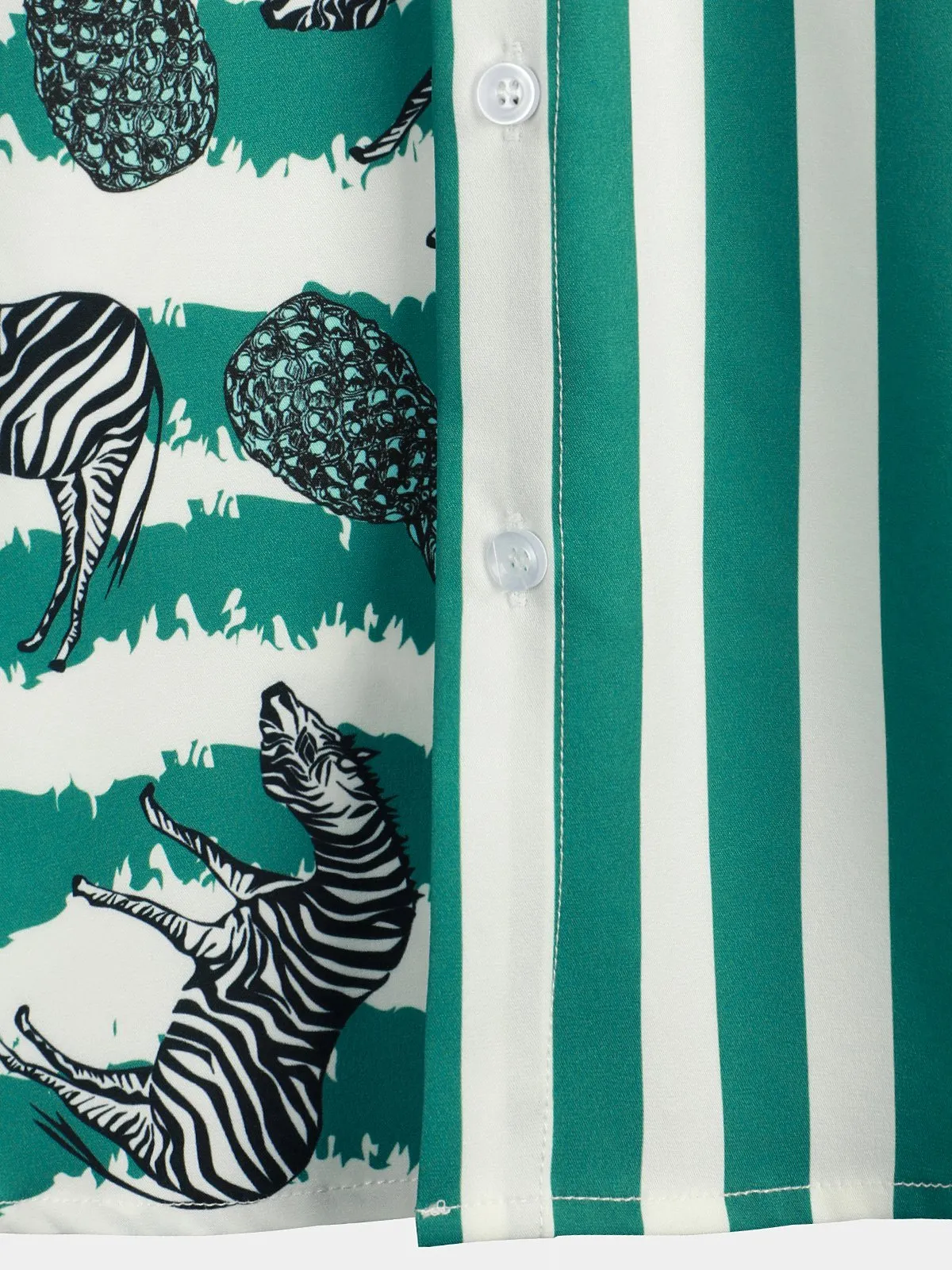 Men's Short Sleeve Animal Striped Patchwork Pocket Casual Shirt