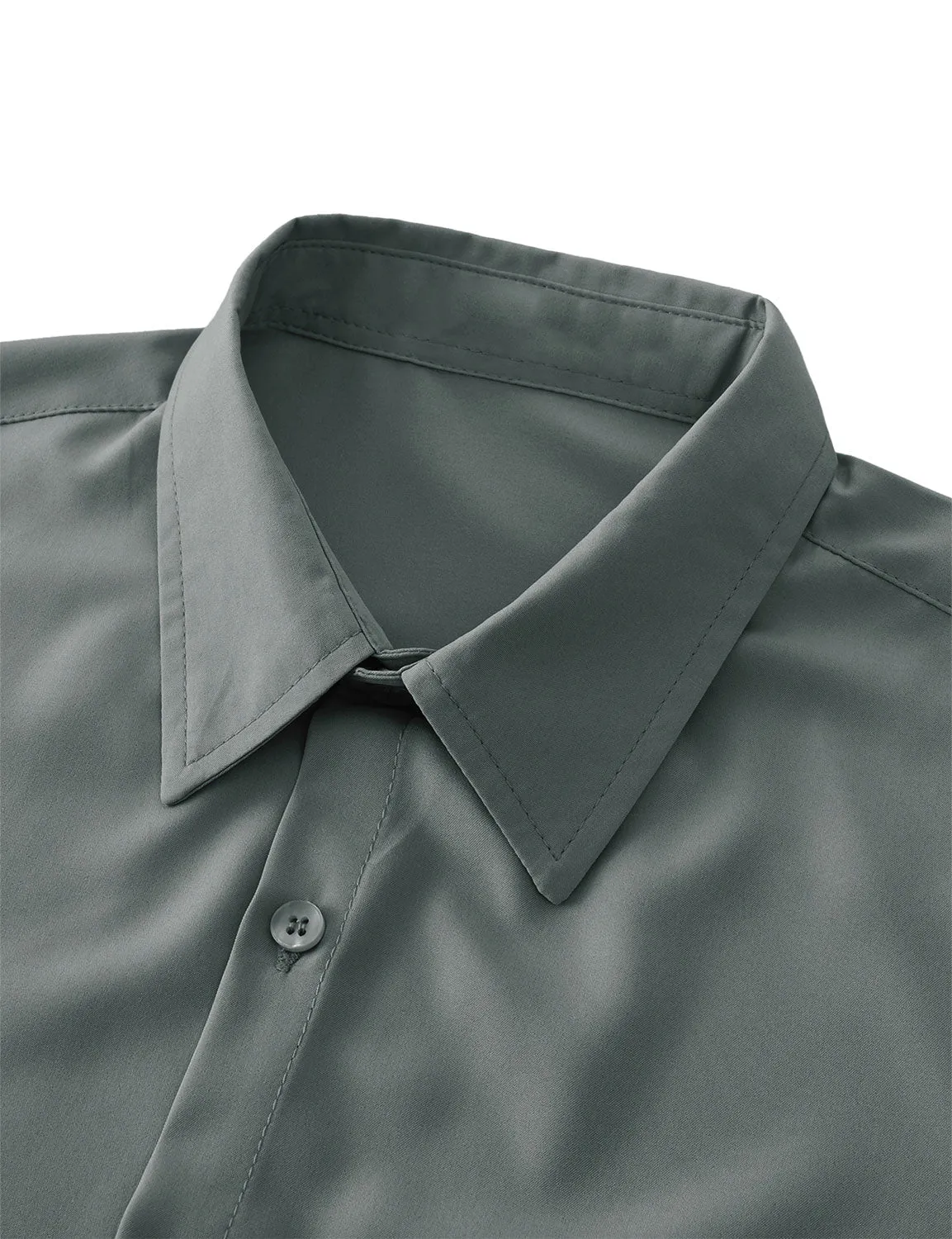 Men's Solid Color Button Up Long Sleeve Casual Dress Shirt