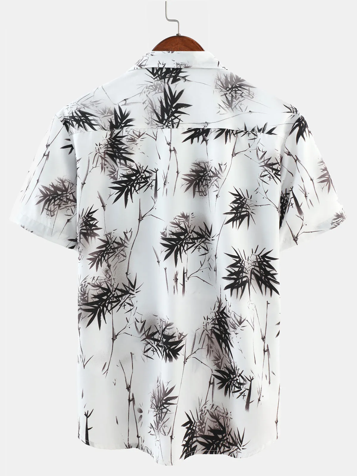 Men's Summer Bamboo Beach Casual Button Up Short Sleeve Shirt