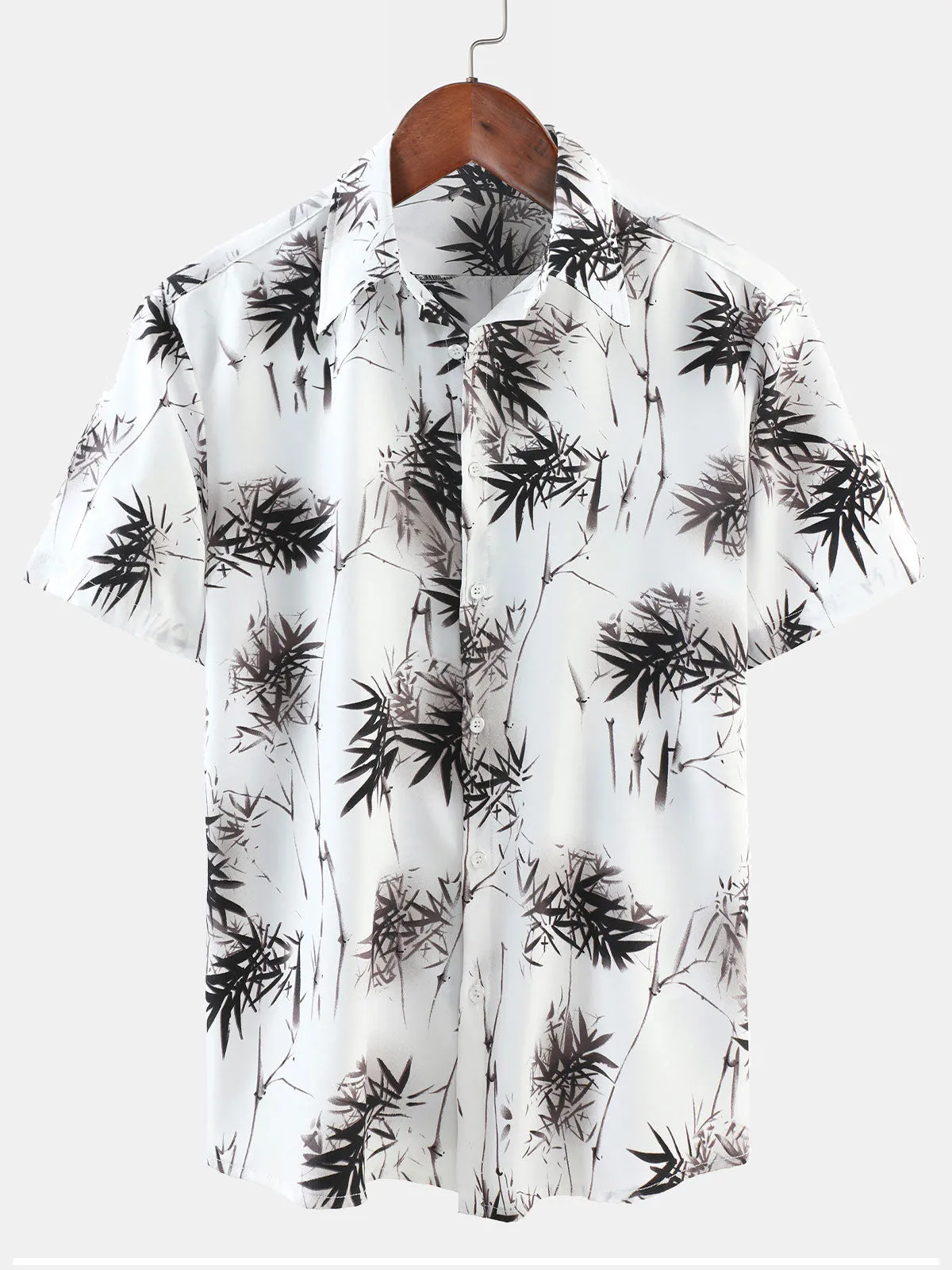 Men's Summer Bamboo Beach Casual Button Up Short Sleeve Shirt