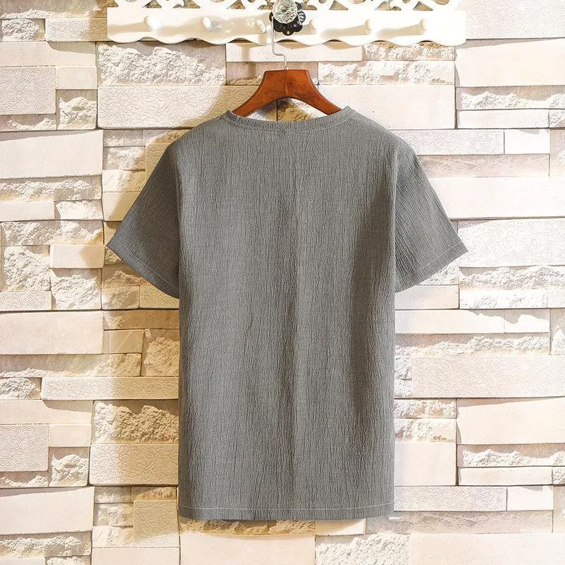 Men's Summer Sets Short Sleeve Tops Drawstring Shorts Casual Suits