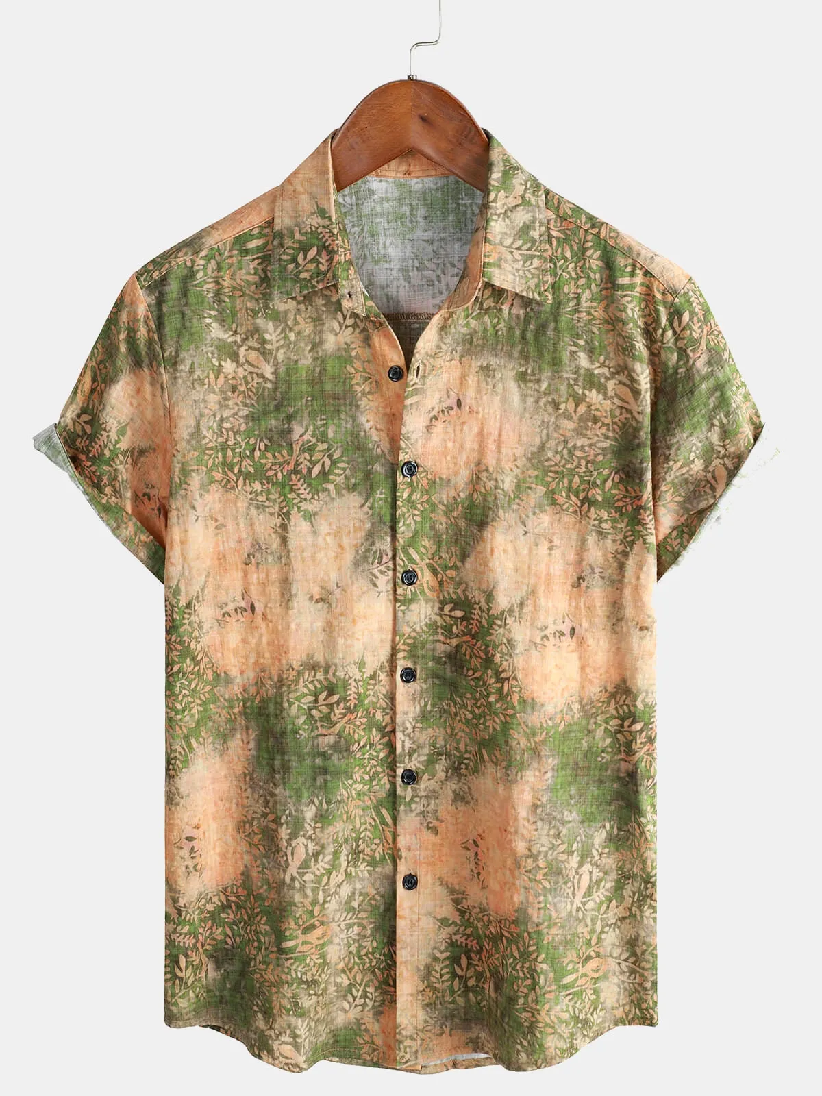 Men's Vintage Print Short Sleeve Summer Casual Shirt