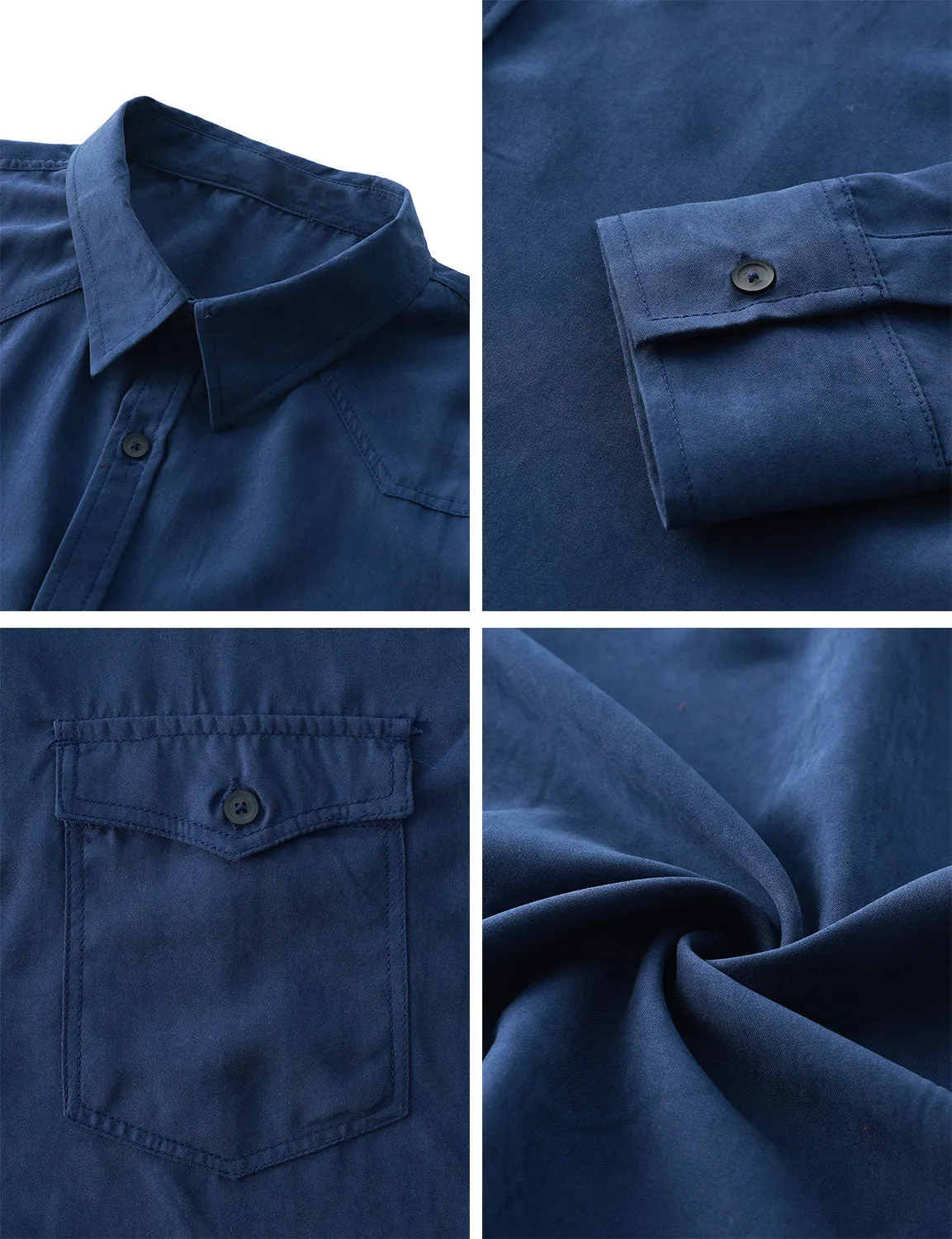 Men's Western Cowboy Pocket Casual Button Up Long Sleeve Shirt