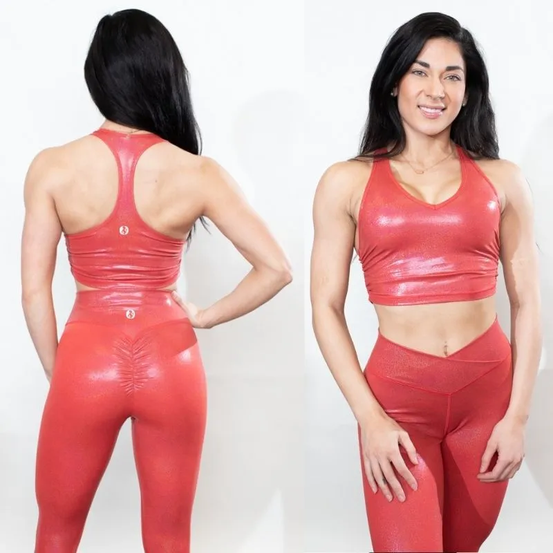 METALLIC RED SPORTS BRA