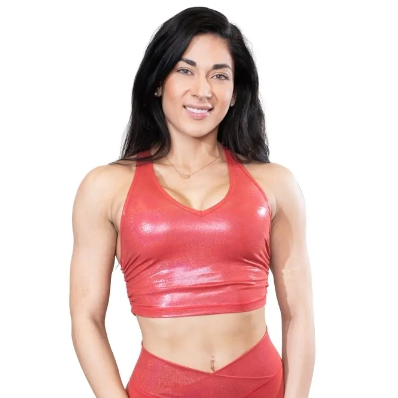 METALLIC RED SPORTS BRA