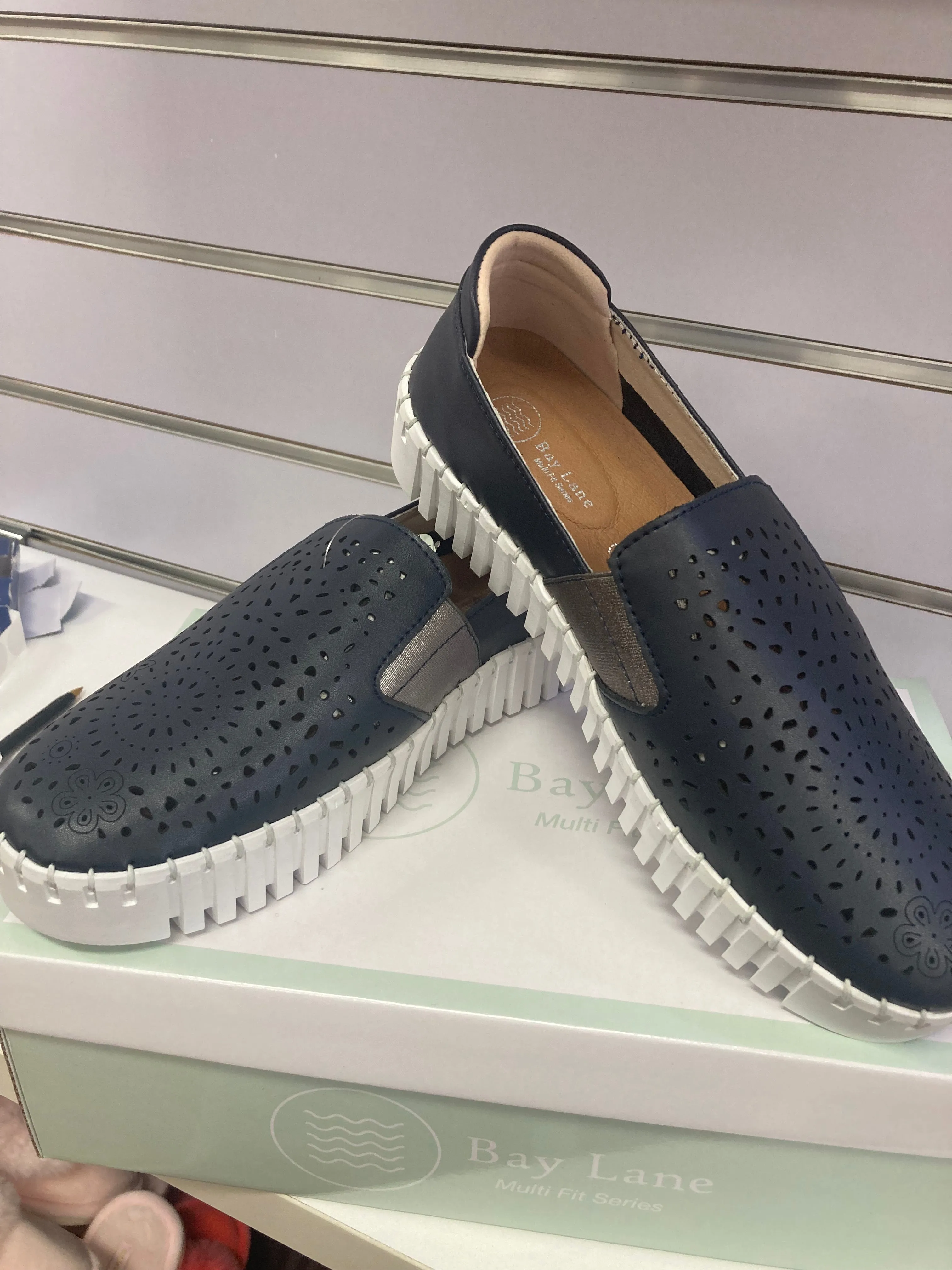 Minki Navy Leather Slip On By Bay Lane Footwear
