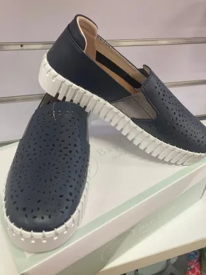 Minki Navy Leather Slip On By Bay Lane Footwear
