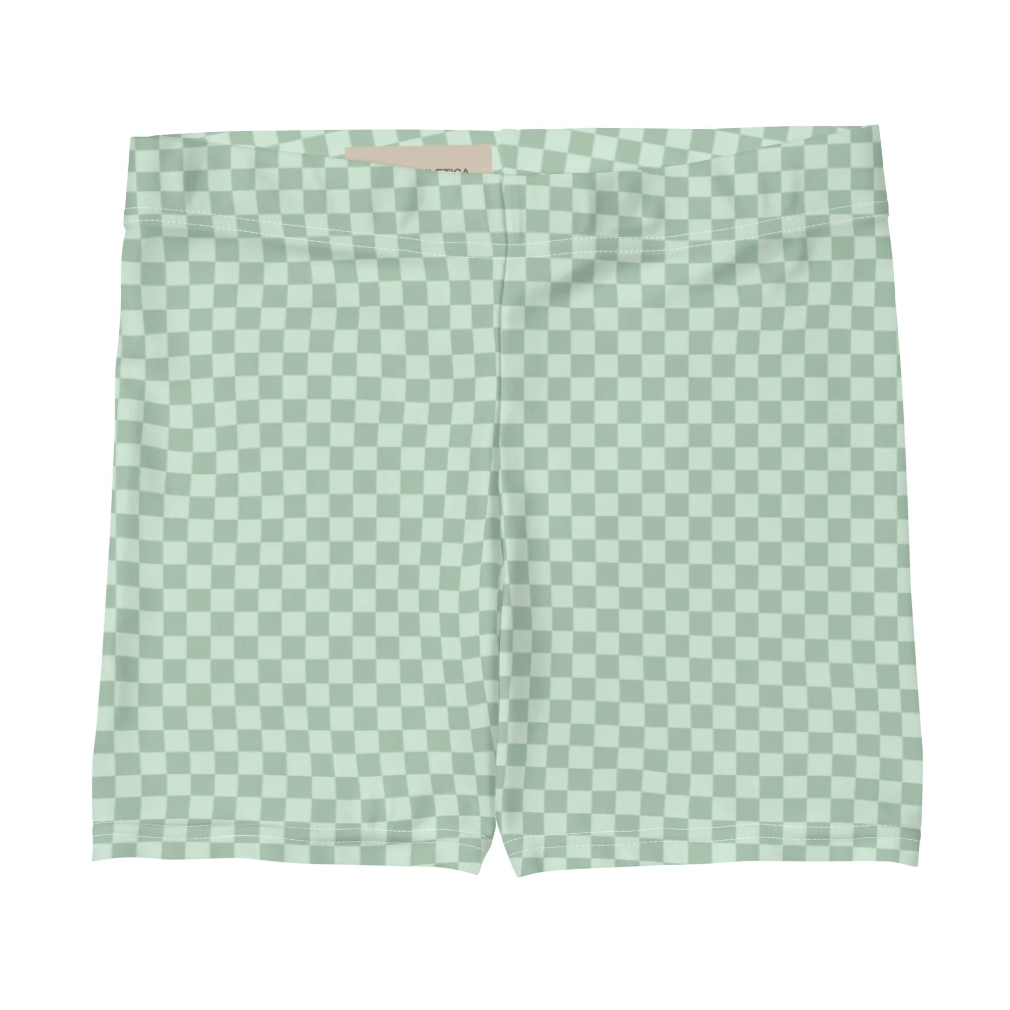 Mint Green Checked Pattern Sports Shorts