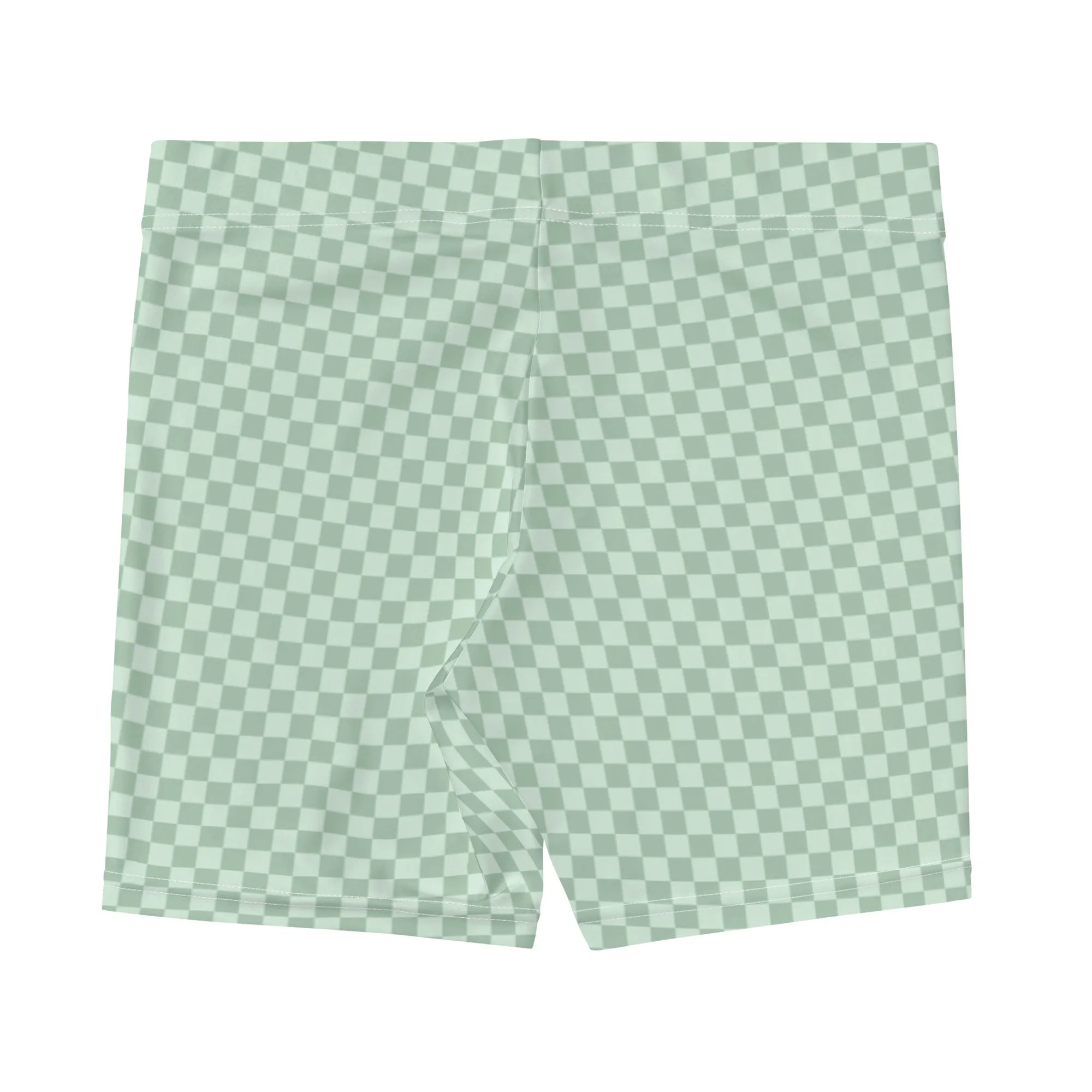 Mint Green Checked Pattern Sports Shorts
