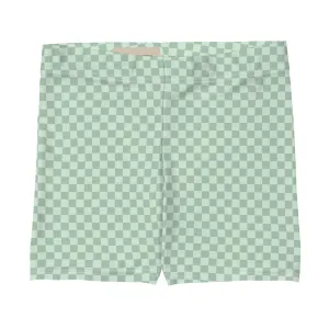 Mint Green Checked Pattern Sports Shorts