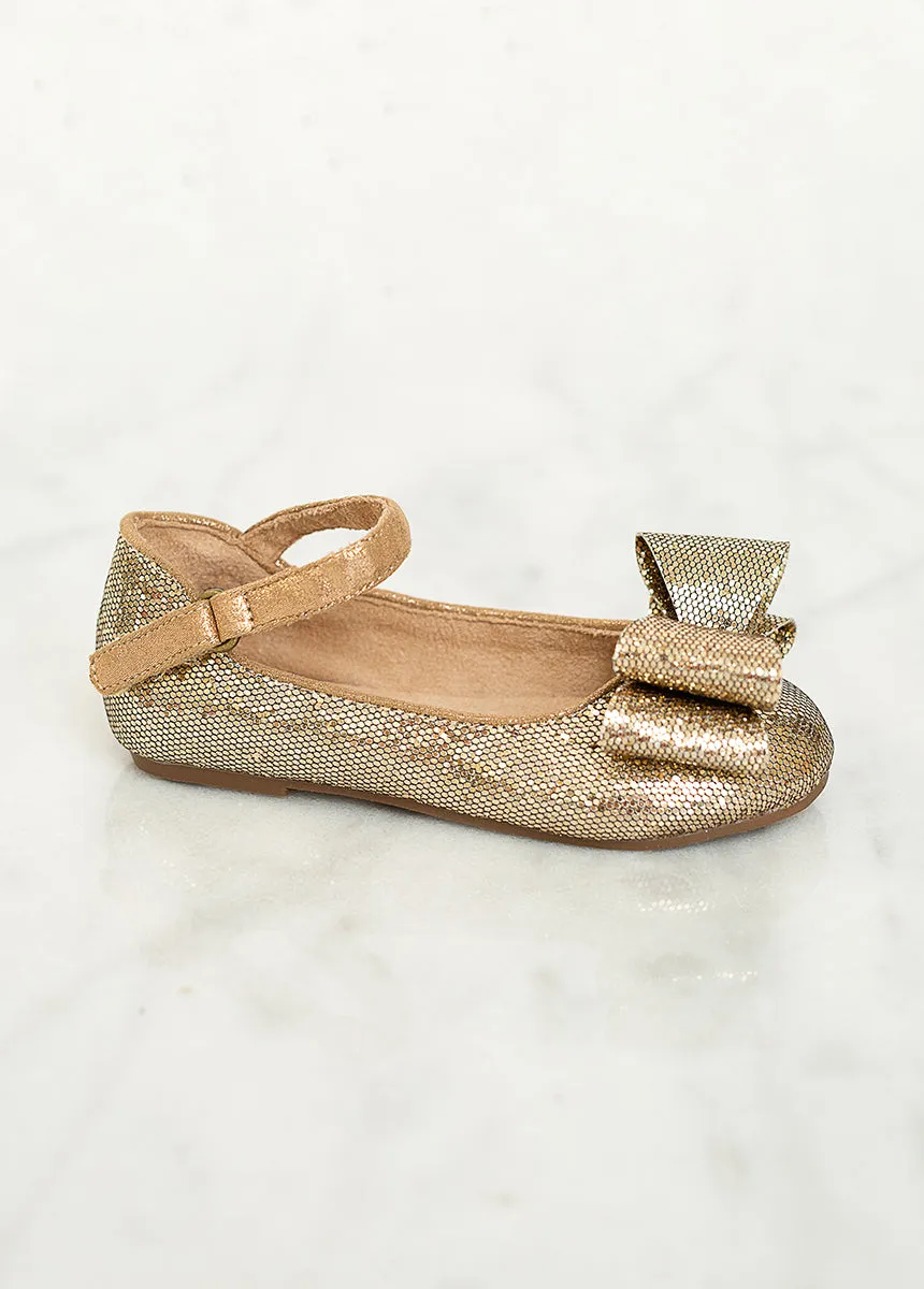 Miriam Flower Girl Flat in Gold