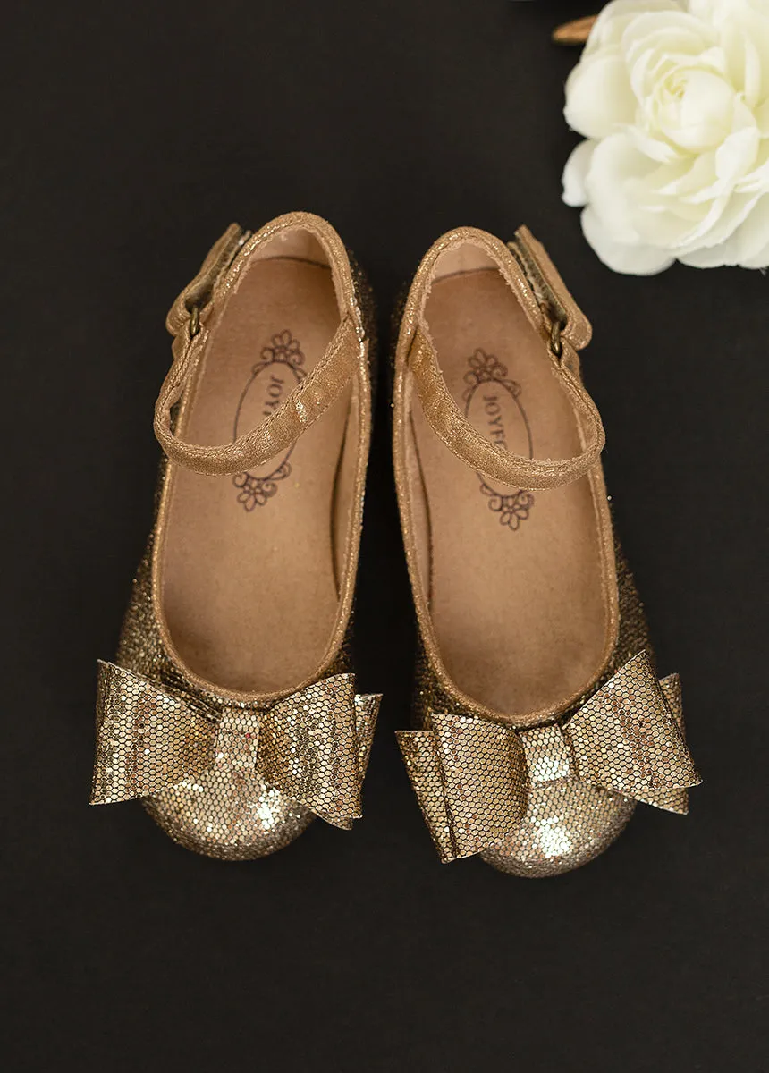 Miriam Flower Girl Flat in Gold