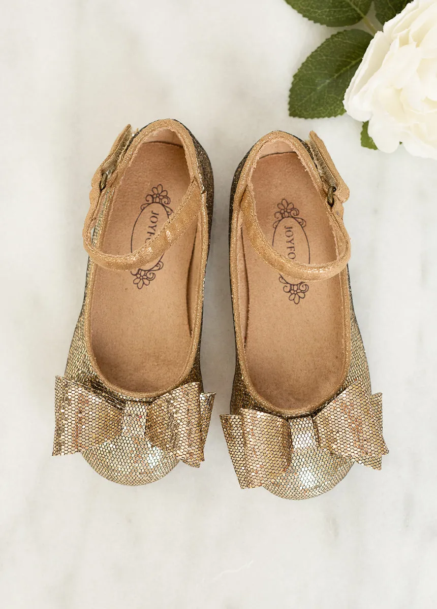 Miriam Flower Girl Flat in Gold