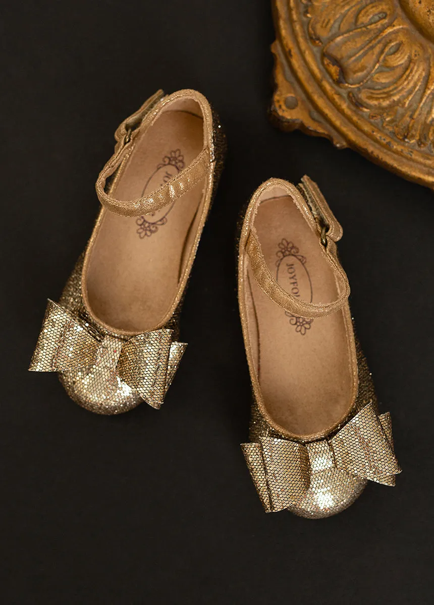 Miriam Flower Girl Flat in Gold