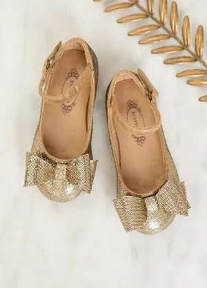 Miriam Flower Girl Flat in Gold