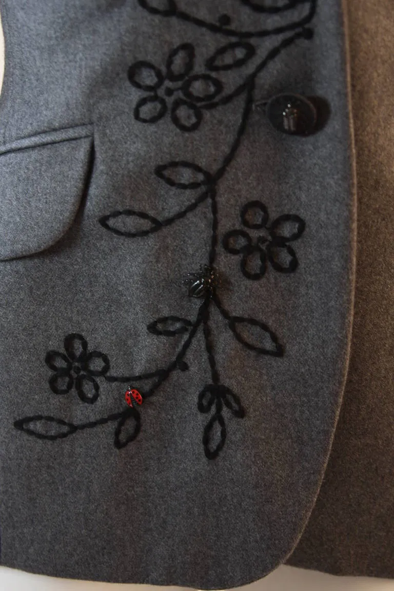 MOSCHINO Cheap & Chic Wool Skirt Suit w/ Beaded Motif Size 4