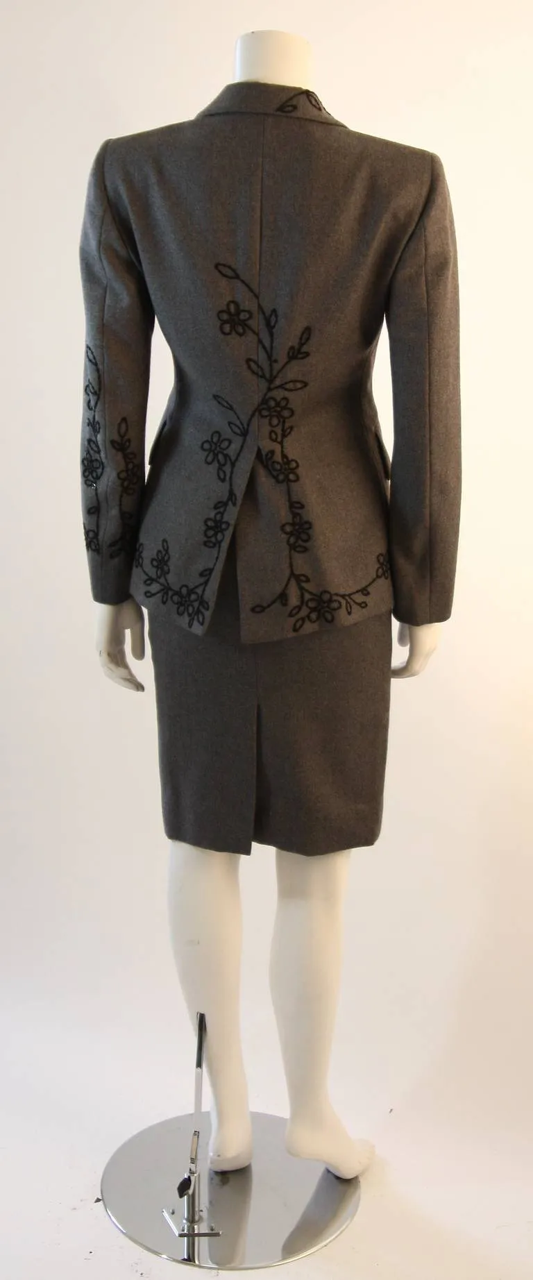 MOSCHINO Cheap & Chic Wool Skirt Suit w/ Beaded Motif Size 4