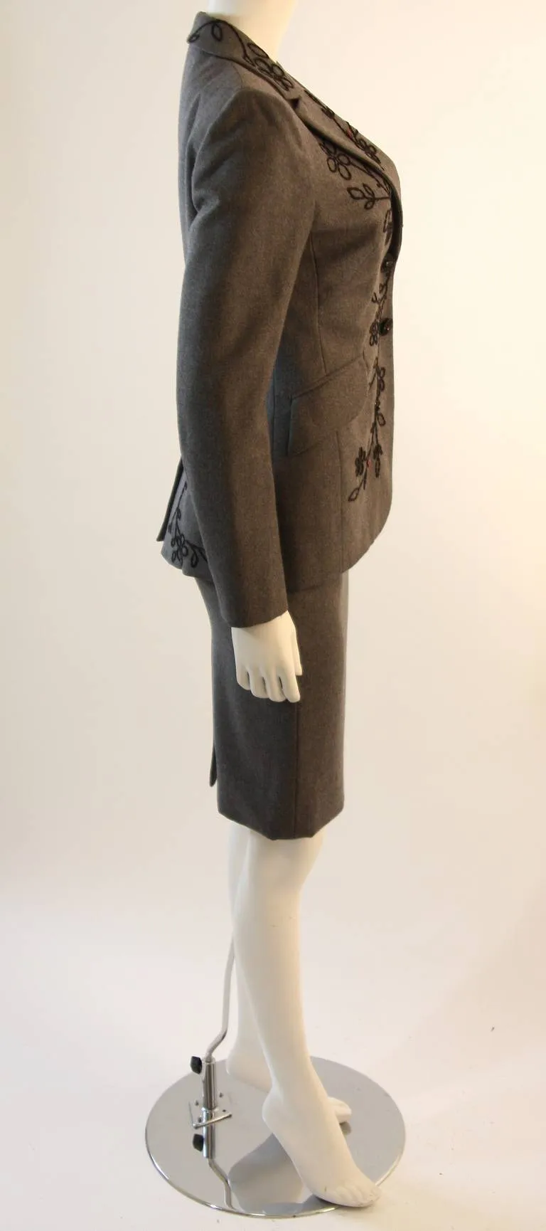 MOSCHINO Cheap & Chic Wool Skirt Suit w/ Beaded Motif Size 4