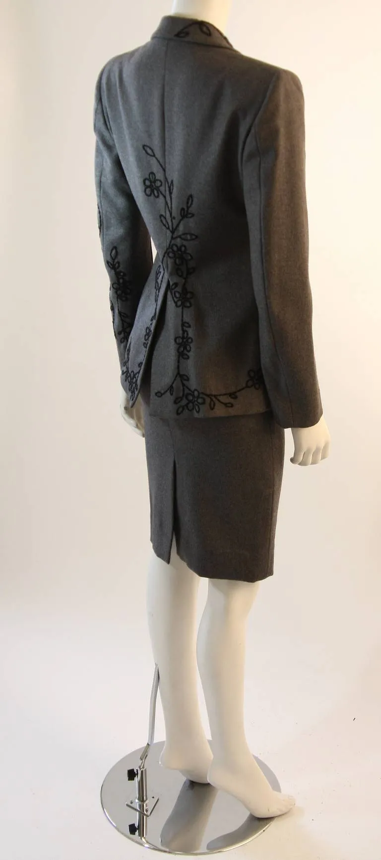 MOSCHINO Cheap & Chic Wool Skirt Suit w/ Beaded Motif Size 4