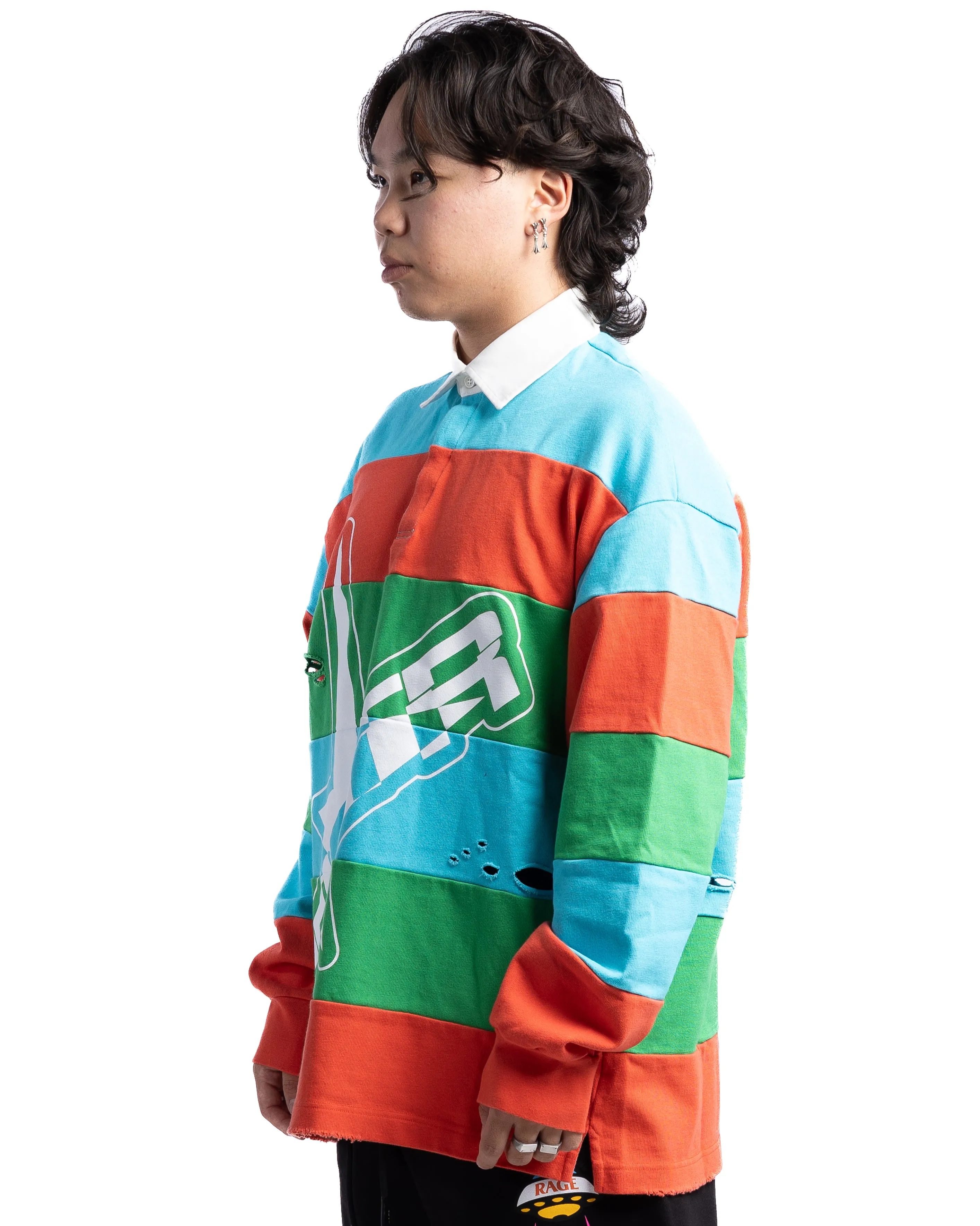 MOTR Polo LS Shirt Infrared/Turquoise Multi