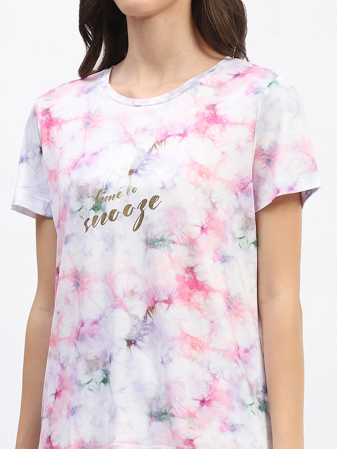 mSECRET Pink Tie-Dye Night Suit Set with Relaxed Fit