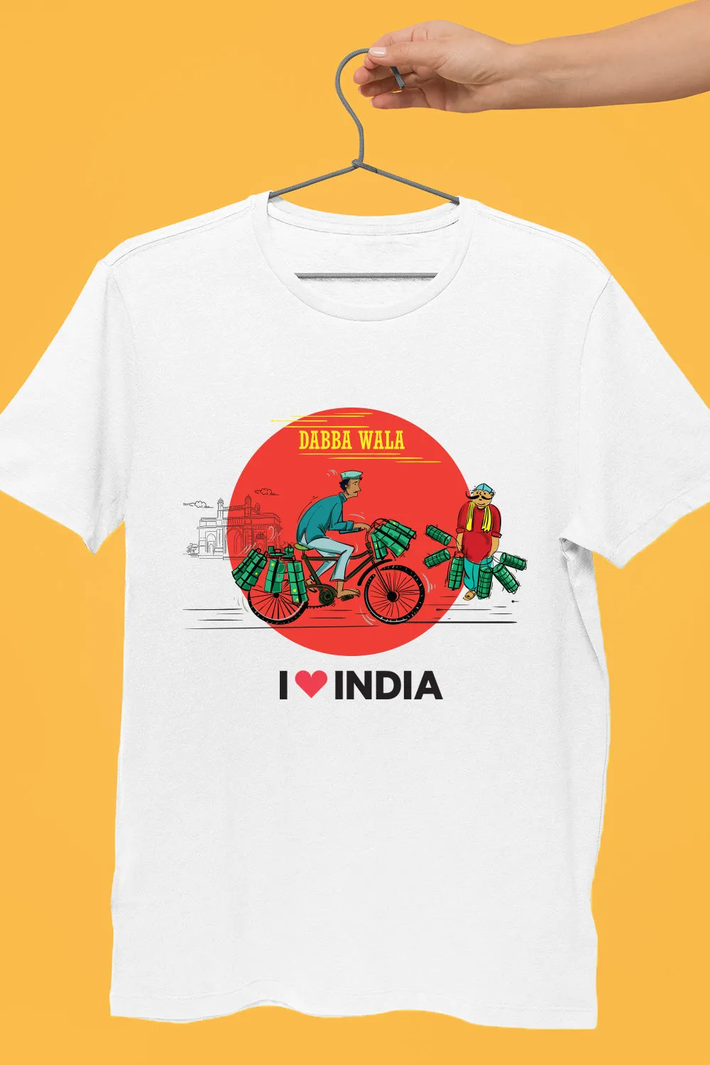 Mumbai Dabbawala - Styched in India Graphic T-Shirt White Color
