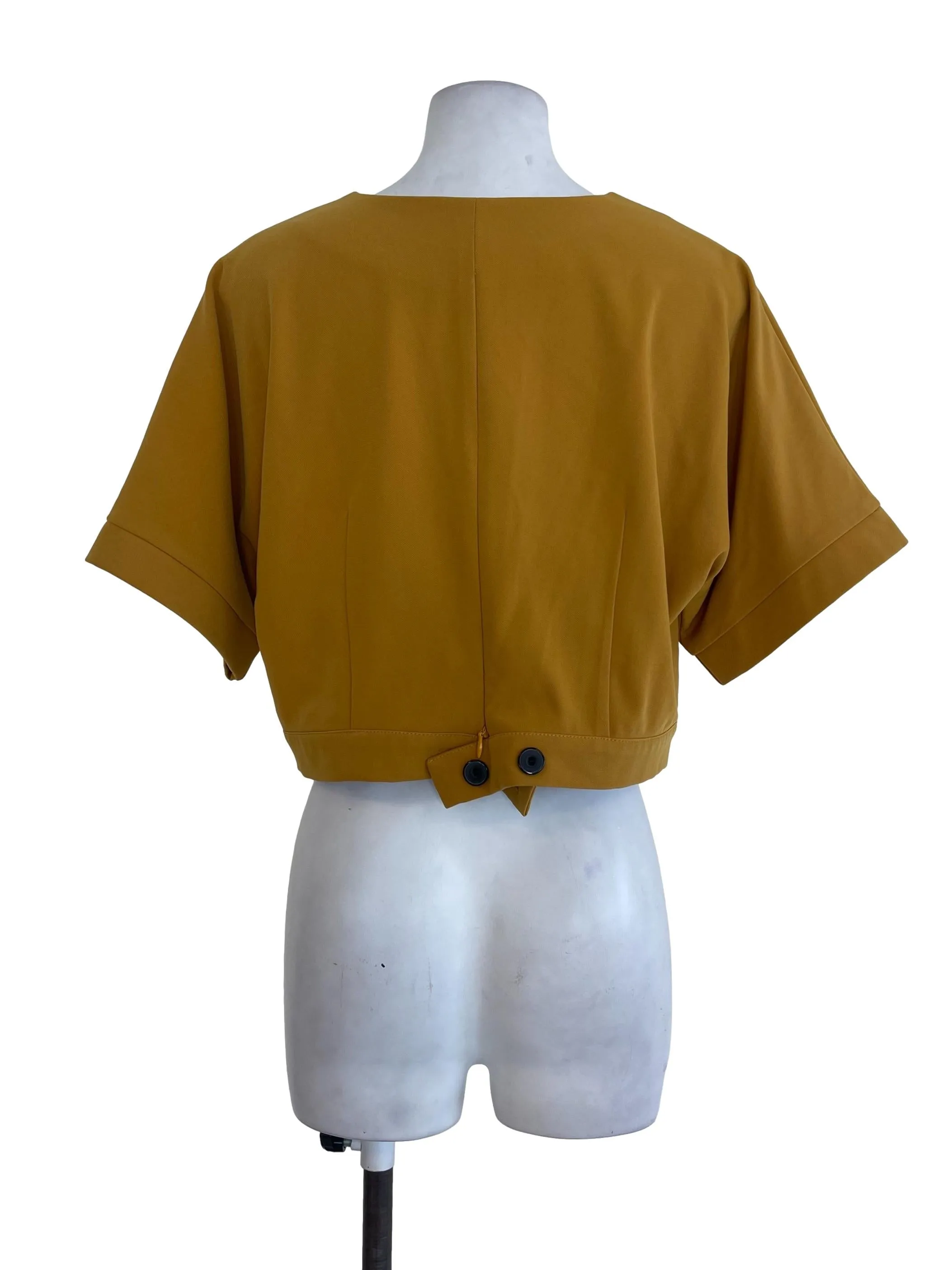 Mustard Zipped Crop Top