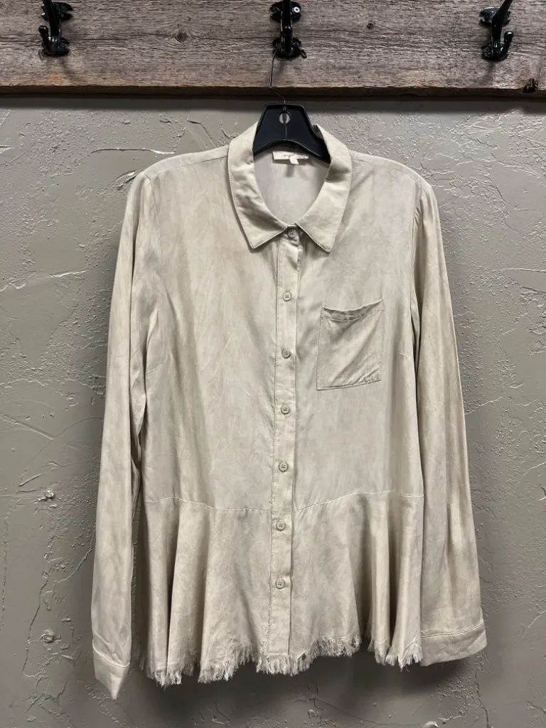 MYSTREE RAW HEM BUTTON UP
