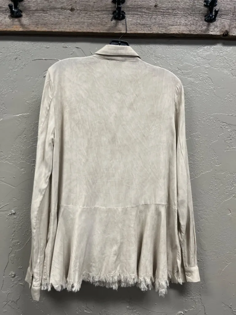 MYSTREE RAW HEM BUTTON UP