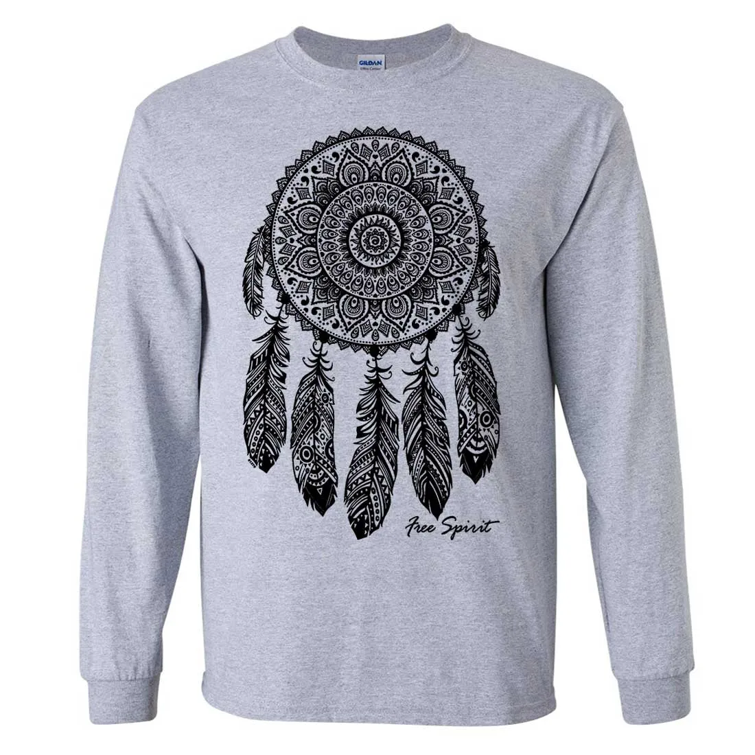 Native American Dreamcatcher Free Spirit Black Long Sleeve Shirt