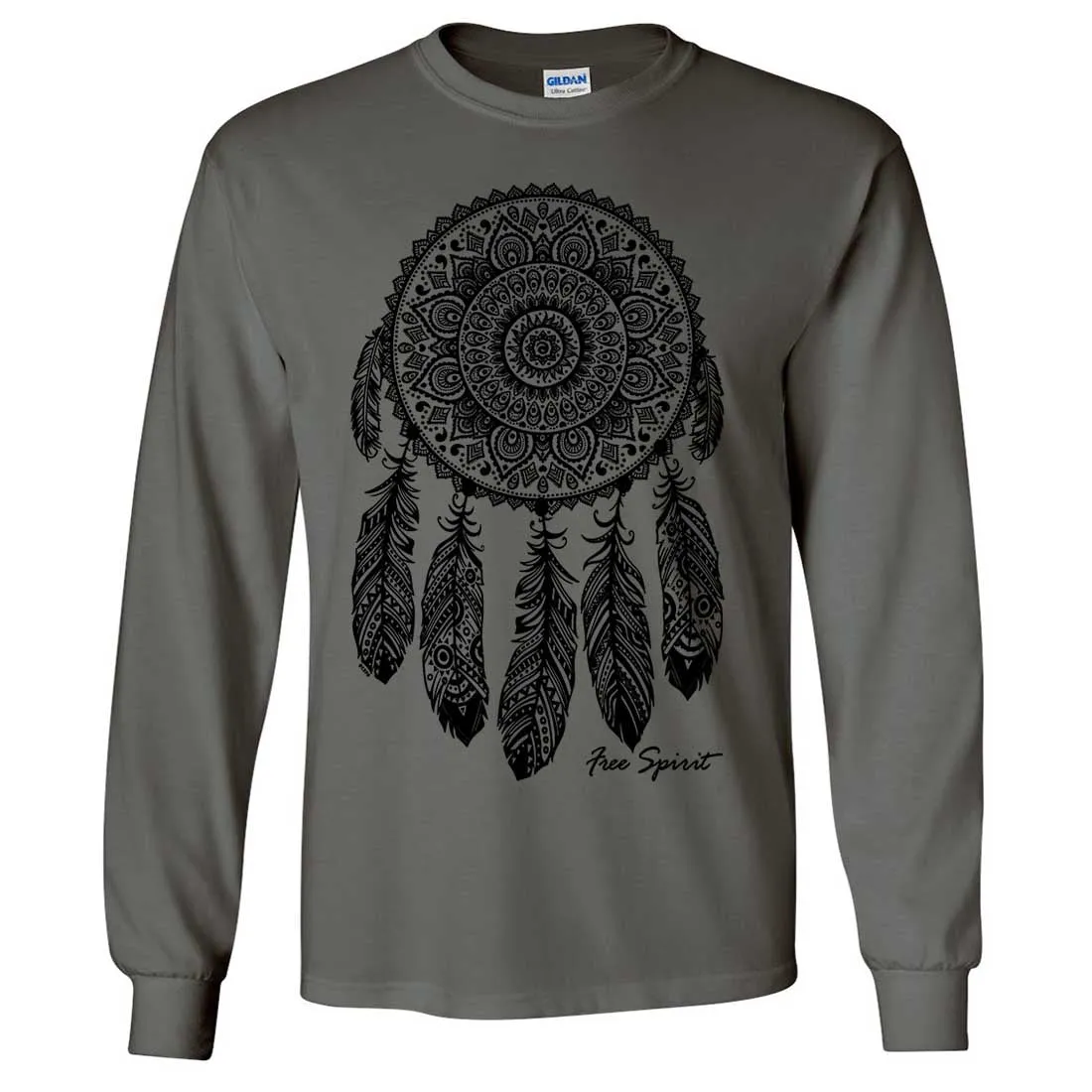 Native American Dreamcatcher Free Spirit Black Long Sleeve Shirt