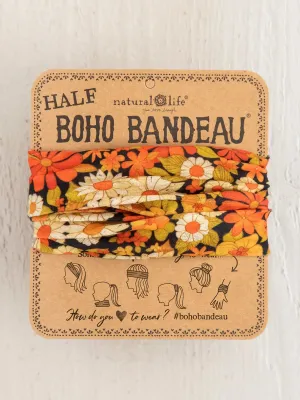 Natural Life Half Boho Bandeau® Headband - Ditsy Garden Black