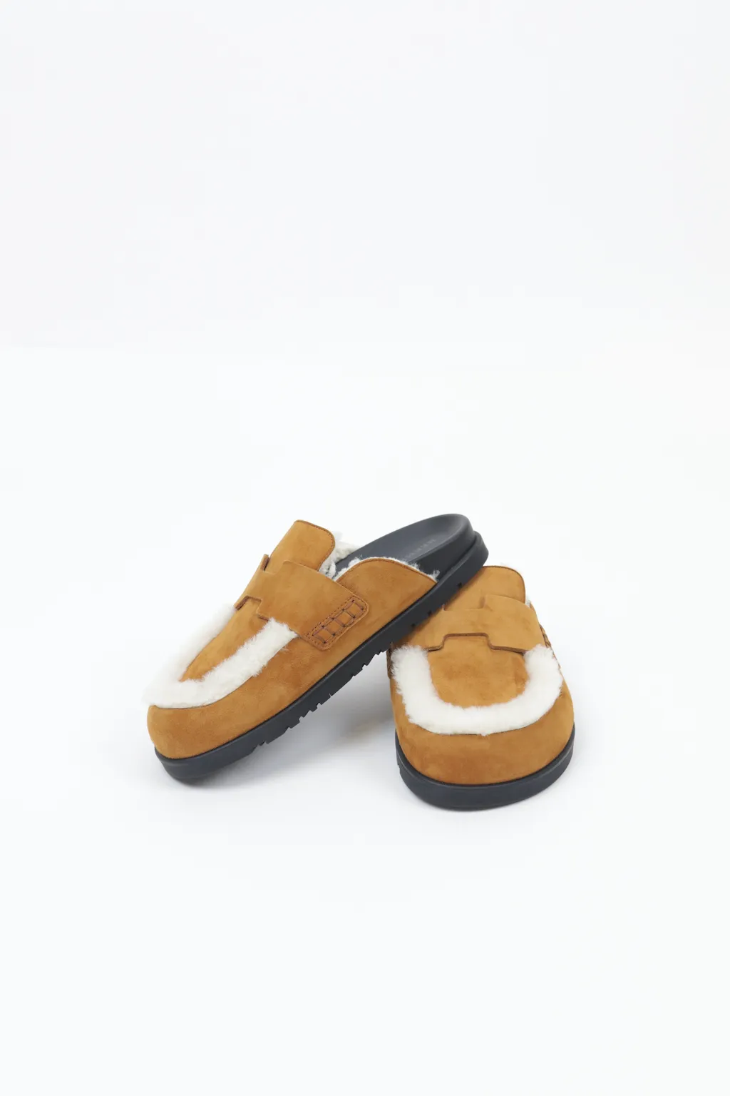 Natural Shearling Suede Ecru Go Mules