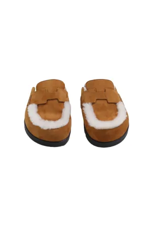 Natural Shearling Suede Ecru Go Mules