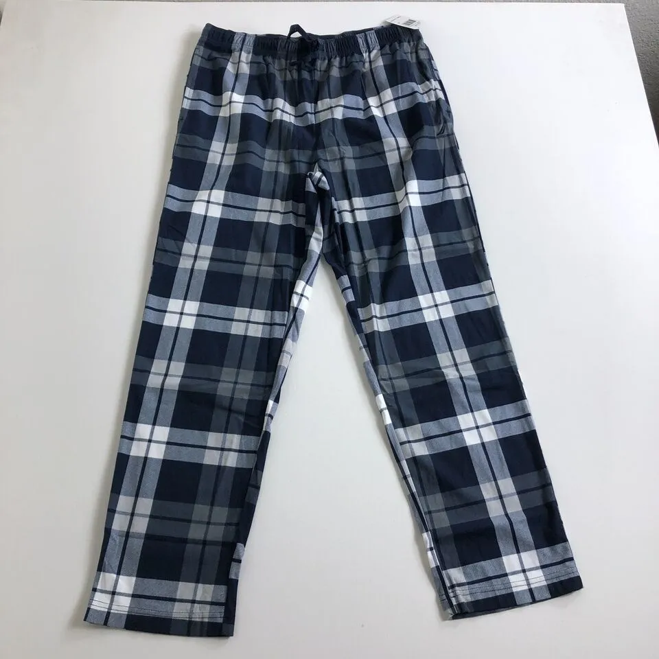Nautica Mens Sleepwear 2 Pack Blue Checkered Plaid Fleece Pajama Pants