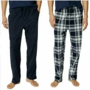 Nautica Mens Sleepwear 2 Pack Blue Checkered Plaid Fleece Pajama Pants