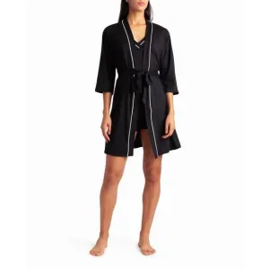 NEW NICOLE MILLER peached jersey three-piece sleepwear set in black