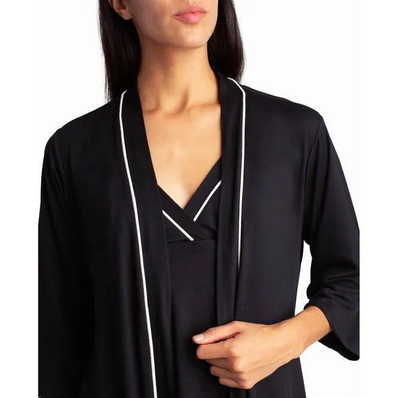 NEW NICOLE MILLER peached jersey three-piece sleepwear set in black