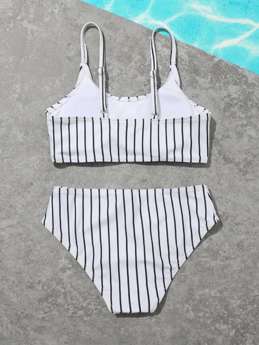 New Shein Girls Striped Bikini Swimsuit, sz 13-14 Years!